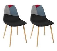 The Home Deco Factory - Chaises first patchwork en métal et textile (Lot de 2) Bleu et rouge Bleu et rouge G