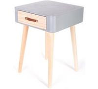 The Home Deco Factory - Chevet scandinave avec tiroir et poignée en cuir Gris G