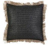 The Home Deco Factory - Coussin à franges en raphia 40 cm noir noir G