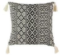 - Coussin imprimé ethnique avec pompons 40 cm