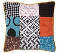 The Home Deco Factory - Coussin patchwork en tissu déhoussable 40x40 cm Bleu G