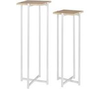 The Home Deco Factory Sellette Loka métal et bois blanc – Lot de 2