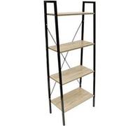 HOME DECO FACTORY - Hd6429 - Etagere Bois et Metal 148X34X32.5 cm Meuble Rangement Exposition Industriel - 4 Niveaux pour Salon, Salle À Manger, Bureau, entrée, Chambre Beige Noir