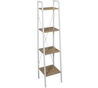 Étagère Déco 4 Niveaux "Bois & Métal" 148cm Blanc