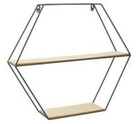 - Etagère en bois et métal hexagonale 46 cm