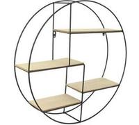 The Home Deco Factory - Etagère industrielle ronde en bois et métal 50 cm Noir Noir G