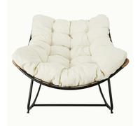 The Home Deco Factory Fauteuil de jardin à bascule Tulum avec coussin Beige 96x73x114 cm