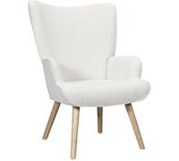 The Home Deco Factory - Fauteuil de salon en bouclette RHEA - Blanc - Rhea Blanc G