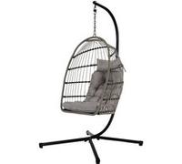 The Home Deco Factory - Fauteuil suspendu Hanoi - Métal et polyester, aérien - Gris