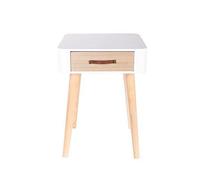 The Home Deco Factory Hd3739 Chevet 1 Tiroir En Bois Mdf Blanc 37x37x37.5 Cm Gris