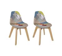 THE HOME DECO FACTORY HD6901 Chaise Patchwork Enfant, Hêtre, Multicolore, 39 x 57,8 x 31
