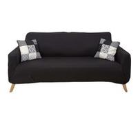 Home Deco Factory – Housse extensible pour canapé 3 places TX8153 – Lavable en machine – Noir