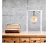 The Home Deco Factory - Lampe à poser avec cadre en bois Louise - H. L. 18 cm - Blanc - Louise Blanc G