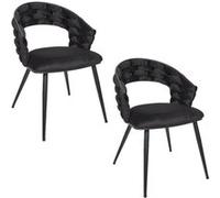 The Home Deco Factory - Lot de 2 chaises assise tressée LUND - Noir - LUND Noir G
