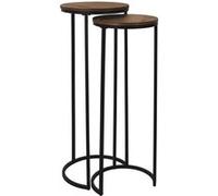 - Lot de 2 selettes gigognes effet acacia et métal VISBY - Marron et noir - VISBY