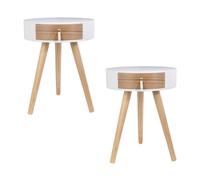 The Home Deco Factory - Lot de 2 tables de chevet scandinaves Nora - Diam. 35 x H. 45 cm - Blanc