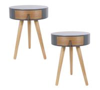 The Home Deco Factory - Lot de 2 tables de chevet scandinaves Nora - Diam. 35 x H. 45 cm - Gris