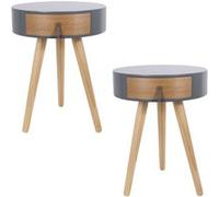 - Lot de 2 tables de chevet scandinaves Nora - Diam. 35 x H. 45 cm - Gris - Nora