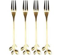 The Home Deco Factory - Lot de 4 fourchettes à dessert Feuille - Doré G