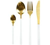 The Home Deco Factory - Ménagère 16 pièces en inox doré et blanc Blanc G