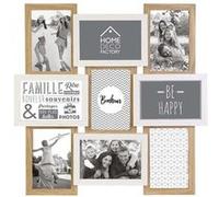 Cadre Photo Multiple Pele-Mele 9 Vues Bois et Blanc Deco Souvenir