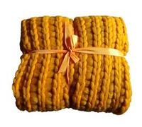 - Plaid grosse maille en acrylique - 150x120 cm - Orange