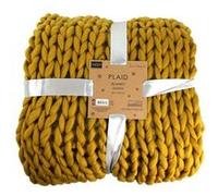 The Home Deco Factory - Plaid grosses mailles Chunky 120 x 150 cm jaune jaune G