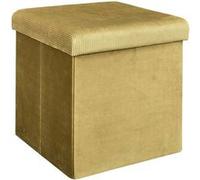 Home Deco Factory - Pouf coffre de rangement pliable Giullia velours côtelé Moutarde