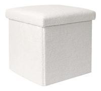 HOME DECO FACTORY, HD0058, Coffre Pouf Pliable Bouclette Blanc, Natural Crush, Mobilier, Assise, Pouf et Coussin de Sol, 38x38x38 cm, Hauteur Assise 38 cm, Blanc