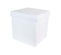The Home Deco Factory - Pouf coffre pliable PU assise capitonnée blanc