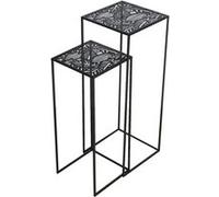 HOME DECO FACTORY Metal Gigogne Havana X2 Mobilier Table Bureau Console Sellette Meuble Entree, Fer, Noir, 34x34x90cm HD6582