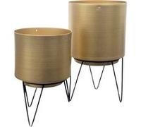 - Set de 2 cache-pots dorés avec pieds filaires