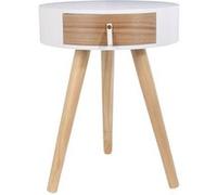 The Home Deco Factory - Table de chevet scandinave Nora - Diam. 35 x H. 45 cm - Blanc - Nora Blanc