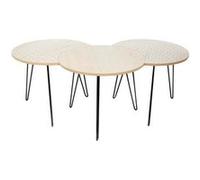 The Home Deco Factory - Table gigogne pieds fils (Lot de 3) Beige et blanc Beige et blanc G