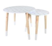 The Home Deco Factory - Tables gigognes en MDF blanc et bois motif fleurs Blanc G