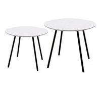 The Home Deco Factory - Tables gigognes plateau effet granit Pluton (Lot de 2) Blanc Blanc G