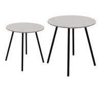 The Home Deco Factory - Tables gigognes plateau effet granit Pluton (Lot de 2) Gris Gris G
