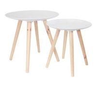 The Home Deco Factory - Tables gigognes rondes Relief (Lot de 2) Blanc Blanc G