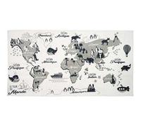 Tapis Enfant "Mappemonde" 70x140cm Blanc & Gris