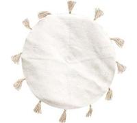 The home deco factory - Tapis rond en coton à pompons TX9033 90 cm Blanc cassé