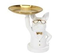 The Home Deco Factory - Vide poche déco bouledogue serveur blanc et doré Blanc et doré G
