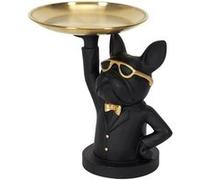 HOME DECO FACTORY - HD1301 Sculpture Décorative Bulldog Noir Vide Poche en Polyrésine - Design Chic et Moderne - Idée Cadeau - Taille 23 cm - Couleur Noir