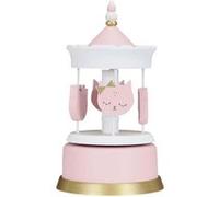 The Home Deco Kids - Carroussel musical en bois pour enfant rose - chats Rose - Chats