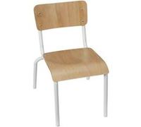 The Home Deco Kids - Chaise écolier pour enfant en bois et métal blanc Blanc G