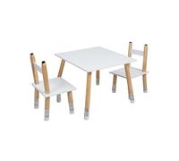 The Home Deco Kids - Ensemble table et 2 chaises pour enfants en bois Crayon