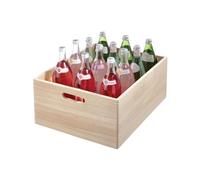 The Home Edit by iDesign Bac de rangement polyvalent XL en bois de Paulownia avec poignées, coloris naturel