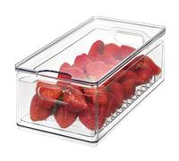 The Home Edit by iDesign Grande boîte de conservation pour fruits et légumes en plastique recyclé transparent avec plateau fraîcheur amovible