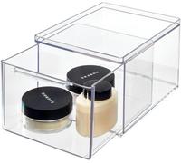 The Home Edit By Idesign Organiseur Profond En Plastique Recyclé Transparent Avec Tiroir Coulissant
