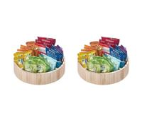 The Home Edit by iDesign Plateau tournant de 30,5cm de diamètre avec séparateur Amovible, Bois de Paulownia, Coloris Naturel (Lot de 2)