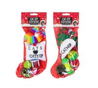 The Home Fusion Company Jouets pour chat - Chaussette de Noël - Cadeau amusant pour chat/chaton - Boules remplies